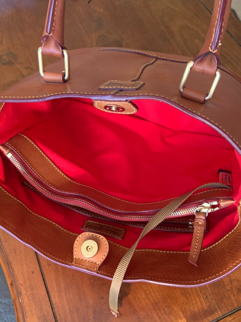 Dooney & Bourke Florentine Chelsea Shopper Tote – Leather Handbag in Natural Tan - Picture 8 of 15